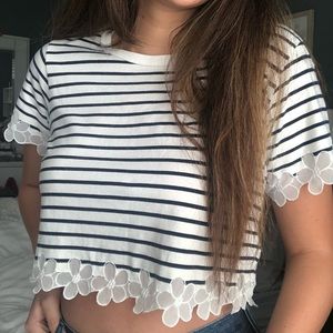 Top Shop Striped Crop Top Daisy